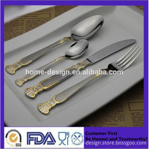 Stainless steel factory of cutlery 72pcs 84pcs 86pcs cutlery set with gold and sand blast for serving 12 person